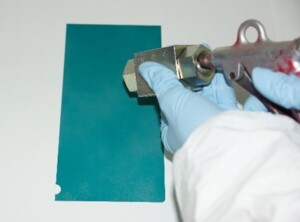 Durchblasen auf vorbeschichtetes Substrat. Quelle: Fraunhofer IPA
